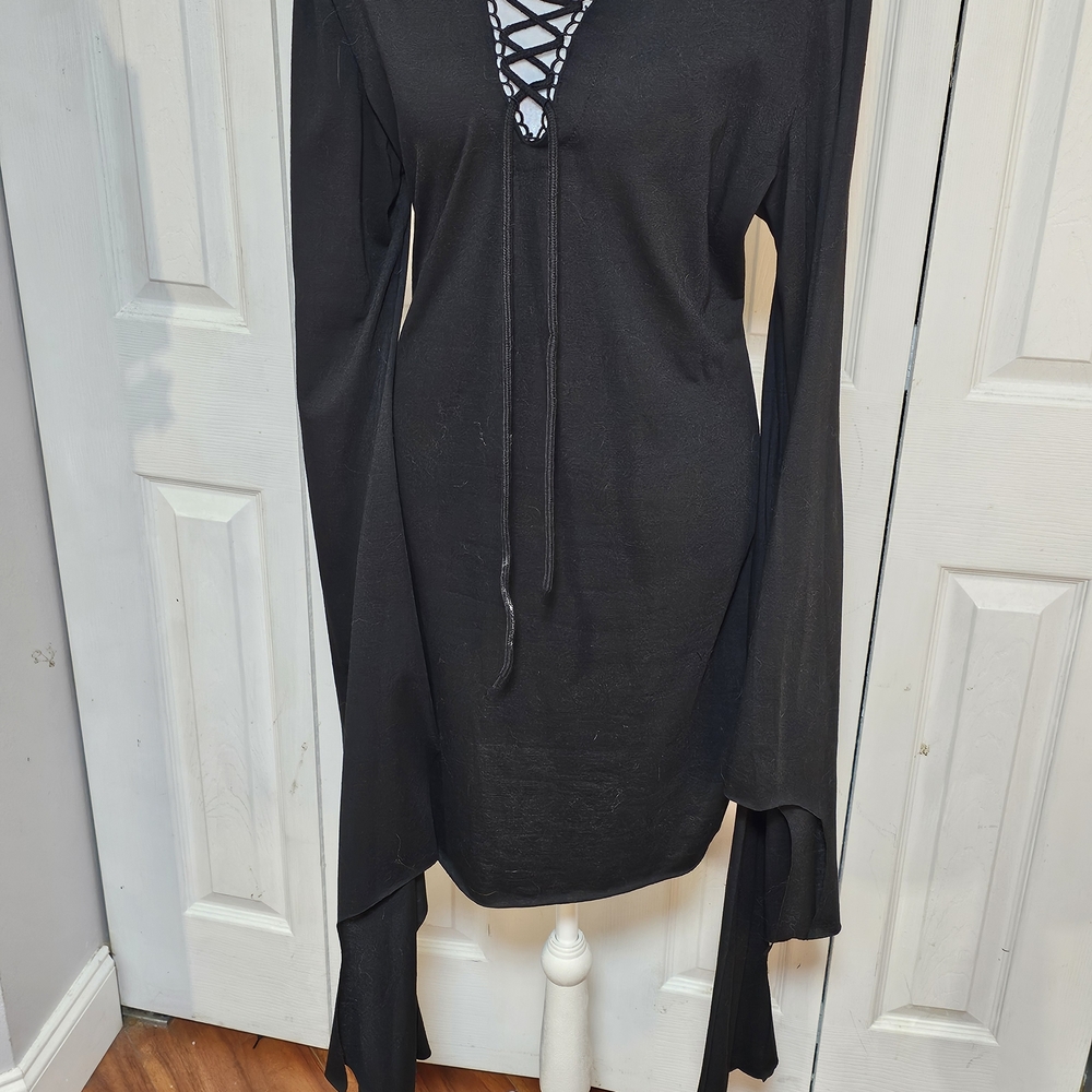 Dolls Kill Black Gothic Bell Sleeve Dress - Picture 5 of 7
